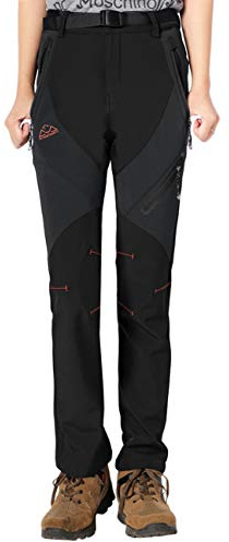 YSENTO Womens Walking Hiking Waterproof Trousers Winter Fleece Lined Thermal Outdoor Softshell Ski Snow Pants(BLACK,M)