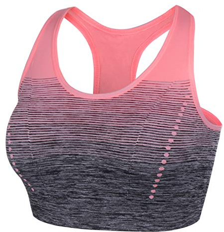 Sykooria Donna Reggiseno Sportivo Reggiseno da Allenamento Senza Ferretto Top Fitness Donna Palestra Imbottito per Ginnastica Yoga Rosa L