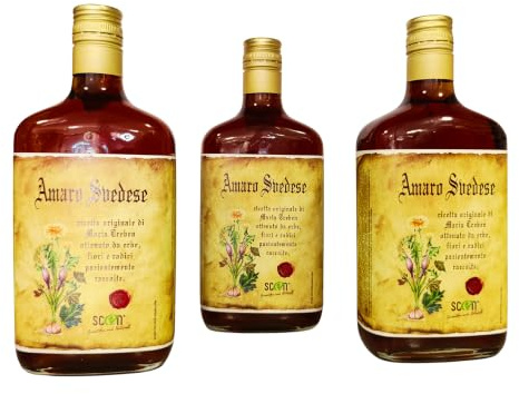 SCEN Amaro Svedese, Ricetta Originale di Maria Treben, 3 x 700 ml | Formato Extra da 700 ml per bottiglia. Prodotto in Italia, 35% vol., con estratti idroalcolici di erbe selezionate.