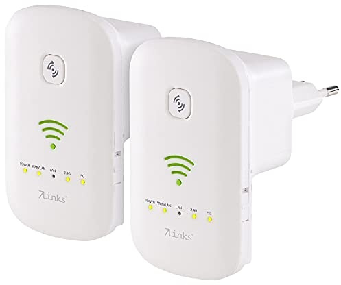 7links universale WLAN Repeater: 2er-Set Dualband-WLAN-Repeater, Access Point & Router, WPS-Taste (universelle, Dualband Verstärker, WiFi)