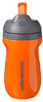 Tommee Tippee Insulated Straw Toddler Tumbler Cup - 12 Plus Months, 1pk, Orange, 549357, 1 Count (Pack of 1)