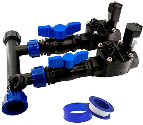 RIEGOPRO Kit Colector de Riego + Electroválvula Rain Bird HV 1 + Válvulas de Mantenimiento + Rollo Teflón. Kit para Sistemas de Riego Automático (Para Programadores Eléctricos (24V), 2 Estaciones)