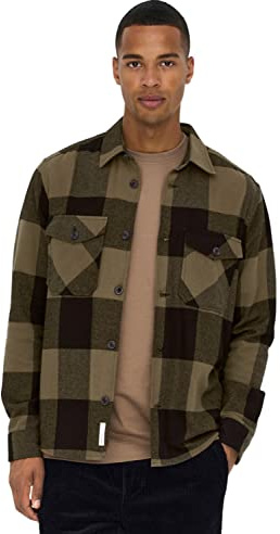 ONLY & SONS flanellskjorta ONSMILO flanellskjorta, Partridge, M