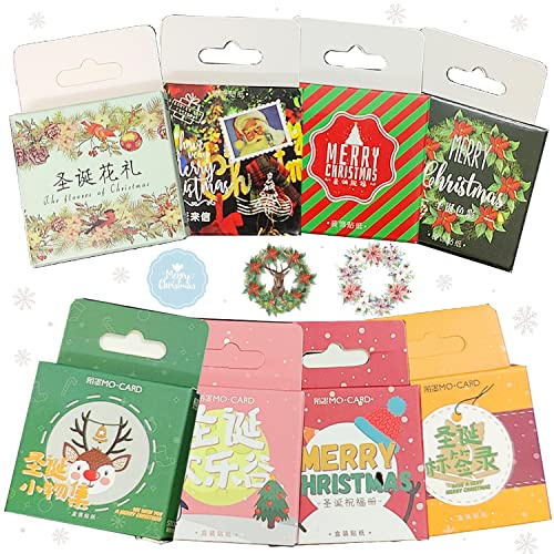 360 Stück Weihnachten Aufkleber, VEINARDYL Selbstklebend Feiertag Party Dekoration Vinyl Aufkleber für Weihnachtsfeier Geschenk Tagebuch Karte Umschlag Postkarte Wasserflaschen Scrapbooking Basteln