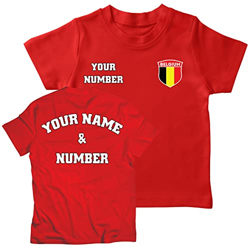 lepni.me Maglietta da Calcio per Bambini | Maglia Personalizzata con Il Tuo Nome e Numero | T-Shirt per Ragazzi Belgio Calcio 2026