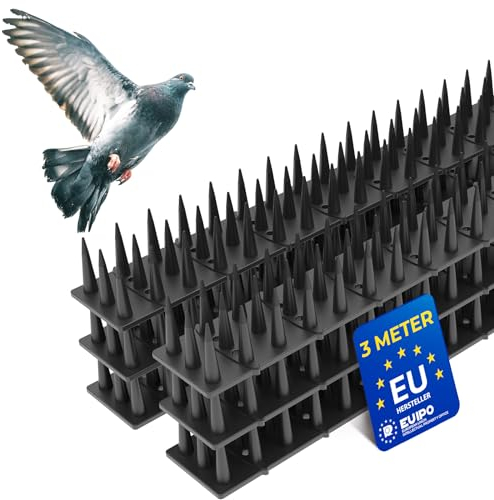 3 Meter Taubenabwehr Spikes (3cm Hoch) – UV-beständiger Kunststoff in Schwarz, wetterfest, Click-System (6Stück x 50cm), 3-reihig Vogelschutz ideal für Balkon und Fensterbank, schnelle Montage