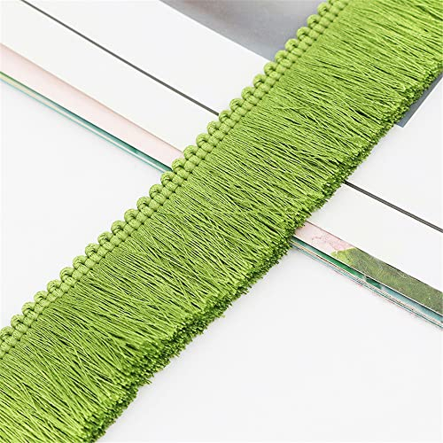 20 Meters 2,8 cm Verdickte Bunte Fransenborte, Fransenband HäKelband Spitzenband Fransenbesatz Spitzenborte Dekoborte FransenbordüRe Quastenbesatz Gardinenband StoffbordüRe NäHborte,Avocadogrün