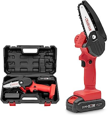 Mini Motosierra Motosierra Inalámbrica de Mano de 4 Pulgadas, Motosierra Pequeña Portátil con Batería de 21 V para Cortar Ramas de Poda de árboles, Corte de Madera