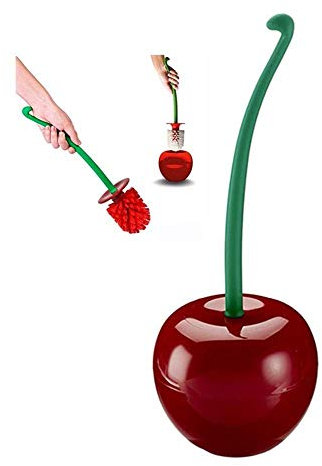 ZYMEN Lovely Claret Cherry ShapedToilet Brush Holder Combo Set, 1 Pack Base Heavy Clean Bowl Soporte Oculto Compacto Cerdas Fuertes para baño Inodoro Baño 1 Cepillo, 1 Soporte Commemoration Day