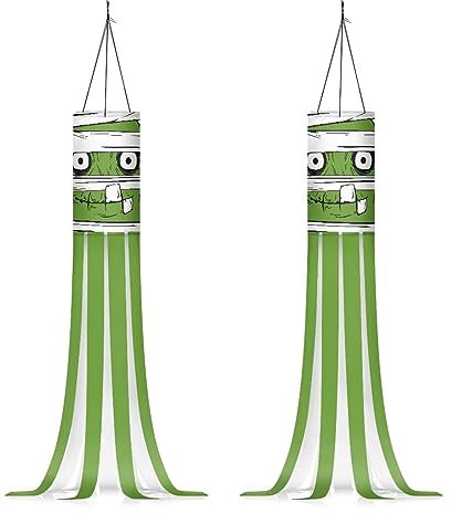 Psesaysky Halloween Windsack Flagge Wasserdicht Mumie Windsack Outdoor Hängen für Festival Dekoration Schnell Trocknende Langlebige Flagge Windsocken 2 Stück