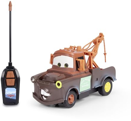 Jada Toys Cars RC Auto Hook (Mater) tillverkad av Disney Pixar bilar – fjärrstyrd bil från 4 år, RC single Drive leksaksbil för barn, max. 6 km/h, 14 cm