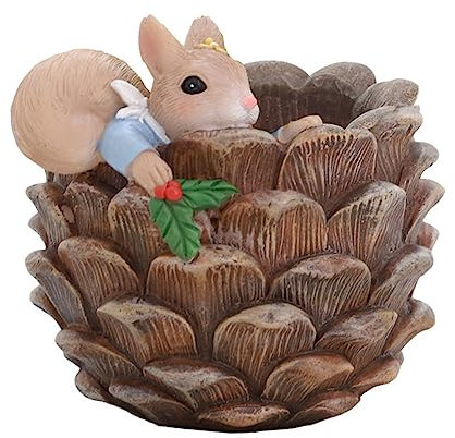 Sosoport Eichhörnchen Sukkulenten Blumentopf Eichhörnchen Figur Vasenständer Minitiere Mini-pflanzgefäße Ringschale Blumenvasen Dekorativ Tischdekoration Harz Bonsai-ständer Saftig