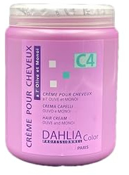 Crème Capillaire C4 1000 ml - Olive, Monoï - Action démêlante, régénérante - Pour cheveux teints, décolorés - Protège et rend les cheveux plus forts et brillants