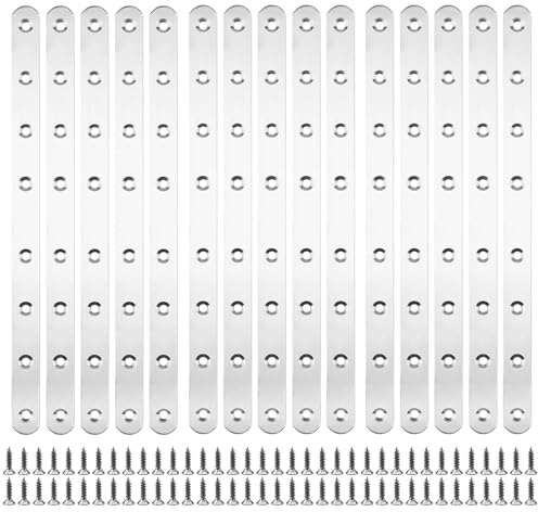 NAMYEUT 15 Pezzi 293 x 19 x 3 mm Piastre Staffe Piatta Forata , Piastre di Giunzione per Riparazione, In Acciaio INOX , per Fissaggio Mensola Supporto Mobili