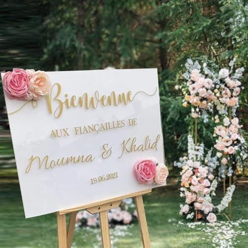 Personnalisé Prénoms Mariage Autocollant，mariage Panneau Accueil Mariage，Sticker Panneau Mariage Bienvenue， Stickers Bienvenue Au Mariage De Noms Date For Tableau Noir Ou Miroir ( Color : C , Size :
