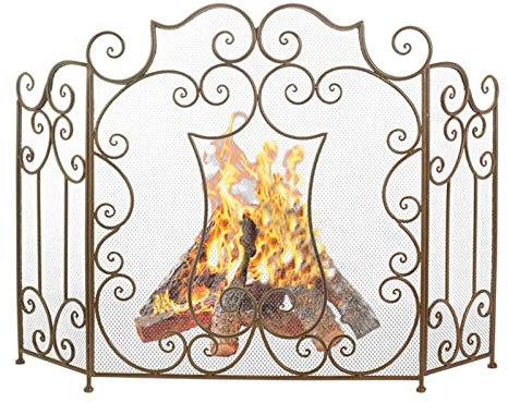 Pantalla para Chimenea, Pantalla contra Incendios de Malla de Acero Grande de 3 Paneles, Paneles para Chimenea de Metal de Hierro Forjado Macizo, Rejilla Protectora contra chispas contra Incendios