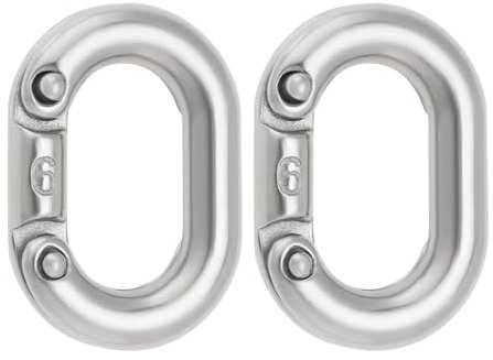 LT Easiyl 2 Piezas 6mm Acero Inoxidable 316 Eslabones Cadena Conexión Divididos Conector Eslabón Cadena Resistente para Conexión Cadena 22x12mm Plata