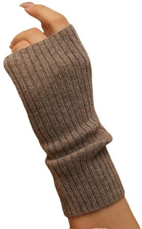 Prettystern Damen Kaschmir-Wolle Gerippte Fingerlose Handschuhe Hand-Stulpen handgelenk-wärmer Pulswärmer