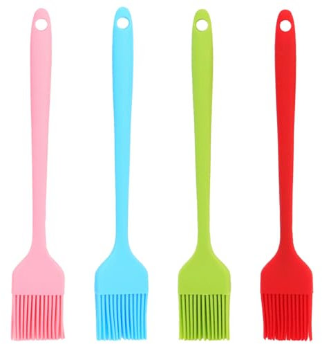 MIRKUZI Set di 4 pennelli da pasticceria in silicone, pennello in silicone commestibile, pennello in silicone per grigliate, pennello da pasticceria da cucina