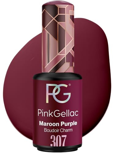 Pink Gellac Gel Nagellack UV - 307 Maroon Purple 8 ml - Gelnagellack für UV Lampe - Lila - Einfache Anwendung Nail Polish für 14 Tage Salonqualität - Veganer Gellack Made in Holland