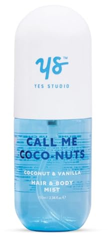 Yes Studio Coconut Vanilla Hair and Body Mist, Fine Fragrance Mist with Beachy Coconut & Warm Vanilla Notes, A Weightless, Non-Sticky Lift that Lingers, Your Beach Day in a Bottle – 100ml