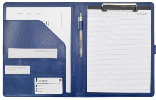 VANRA Padfolio Klemmbrett-Mappe, Leder, Portfolio, Ordner, Organizer, Vorstellungsgespräche, Lebenslaufmappe für Papiere, legale Dokumente, A4, Briefgröße, Schreibblock, Notizblock, Klemmbretter mit