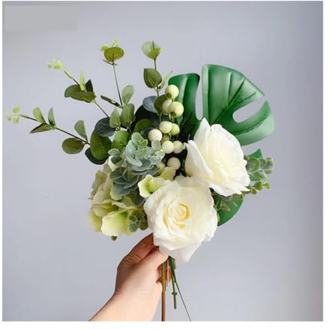 Décorations de Fête DIY Fleurs de Simulation mixtes Roses en soie hortensia fleurs artificielles soie faux Bouquets de fleurs for les Bouquets de décoration de mariage à la maison pour Centres de Tabl