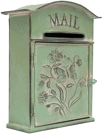 Mermajestic Buzones Vintage Buzones Antiguos/Montaje en Pared Al Aire Libre Estilo Antiguo Encanto Nostálgico Decoración del Hogar Buzones Hierro Buzones Jardín Decoraciones al Aire Libre Verde