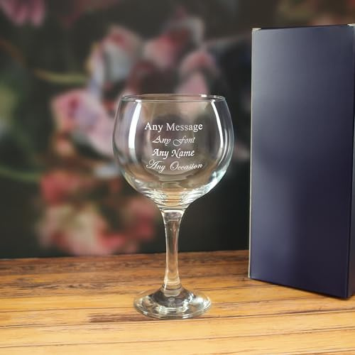 Personalised Engraved 22.5oz Gin Balloon Glass with Gift Box | Custom Gin Glasses, Birthday Gifts for Her, Wedding Gift, Bridesmaid Gifts