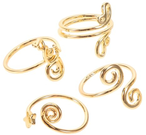 BESPORTBLE 4 Stück Verstellbare Zehenring für Damen aus Messing Goldfarben mit Zirkonia Bequemer Sitz für Sommer und Strand