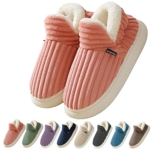 Coswind Zapatillas Casa Mujer Hombre Invierno Pana Cerradas Pantuflas | Con Espuma de Memoria, Forro de Peluche, Cálidas y Cómodas, Antideslizante, Interior y Exterior