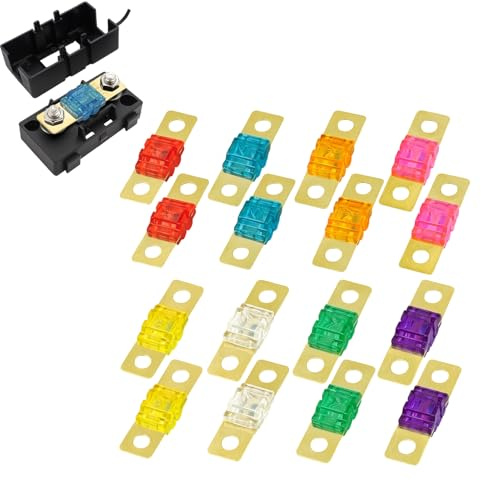 16-teiliges Mini-Kfz-Sicherungsset, 30 A, Mini-Sicherungsset mit Sicherungshalter, 32 V, 20/30/40/50/60/80/100/125 A, für verschiedene Fahrzeuge: Pkw, Lkw, Landmaschinen, Wohnmobile