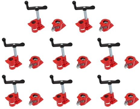 JJsdwin 8 Pcs Rohr-Schraubzwinge, 3/4 Holz Kleben Rohrschellen Set, Heavy Duty Gusseisen Schnellspanner Rohrschellen für Werkstücke Spannen und Befestigen