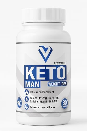 Keto Man Weight Loss – 30 Tablets | Fat Burner with Korean Ginseng, Green Tea Extract, Caffeine, B Vitamins | Energy & Focus Support