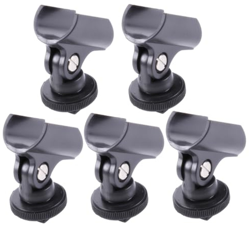 SUPVOX 5 Stück Mikrofonhalter Clip mit Blitzschuh Adapter Flexibel Verstellbar aus Robustem Kunststoff für DSLR Kamera Mikrofonbefestigung Interview und Aufnahme