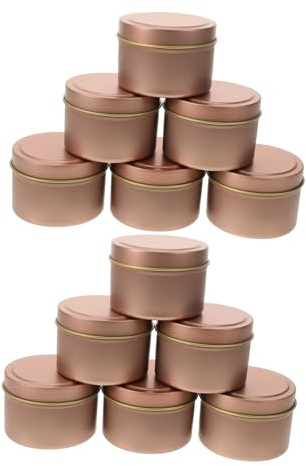 NUOBESTY 12 Frascos de Hojalata con Tapa para Hacer Velas Artesanales, Portavelas Portátil de 4 Onzas, Diseño Delicado para Decoración del Hogar y DIY