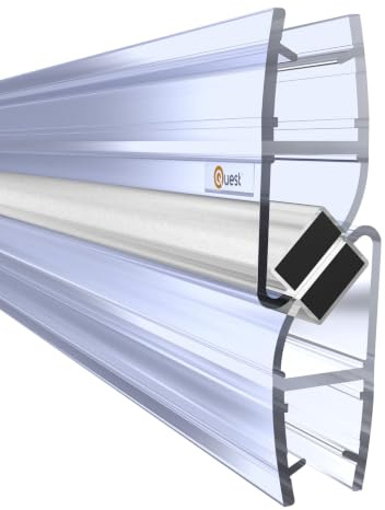 Quest Duschdichtung PVC für 6-8 mm Glas magnetisch - Transparent, 2x 200 cm | Magnetische Winkeldichtung mit Gummilippe für Eck-Duschkabinen, schimmel- & UV-beständig, Montage ohne Kleber