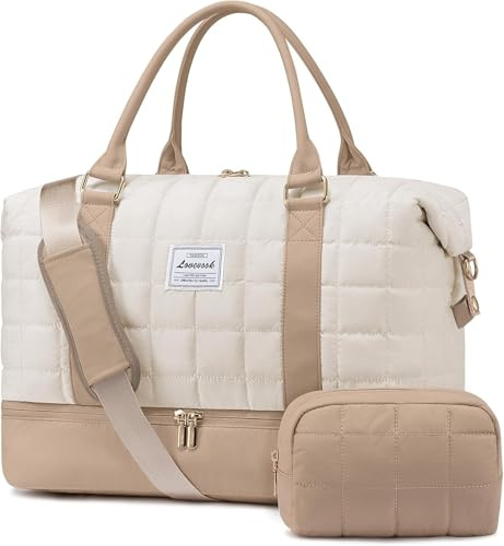 LOVEVOOK Bolsa de Viaje Mujer con Compartimento para Zapatos, Grande Bolso Viaje Maternidad Hospital, Bolsa Fin de Semana Mujer Bolsas Gimnasio Deporte Travel Gym Bag