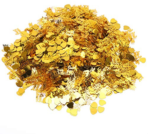 KIMISS Confeti con Purpurina en Forma de Corazón, Confeti Recién Casado, Decoración para Boda, Día de San Valentín, Lentejuelas Dispersas, 100g (GOLD)