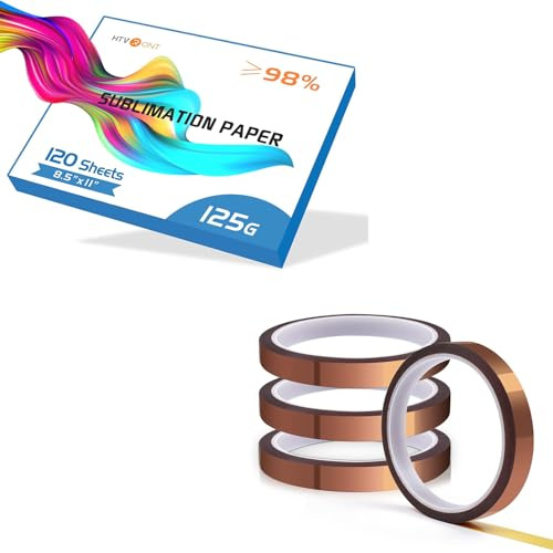 HTVRONT Sublimation Paper 8.5 x 11 inches 216 x 280 cm- 120 Sheets Sublimation Paper + HTVRONT Heat Resistant Tape - Heat Tape Sublimation 4 Rolls Heat Transfer Tape