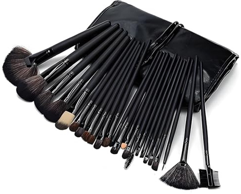 Eupneicu Lidschatten Make-Up Pinsel [9 Stück], Make Up Pinsel Set, Pinselset Augen, Kosmetikpinsel Für Foundation, Concealers, Rouge Und Lidschatten (Schwarz 24St)
