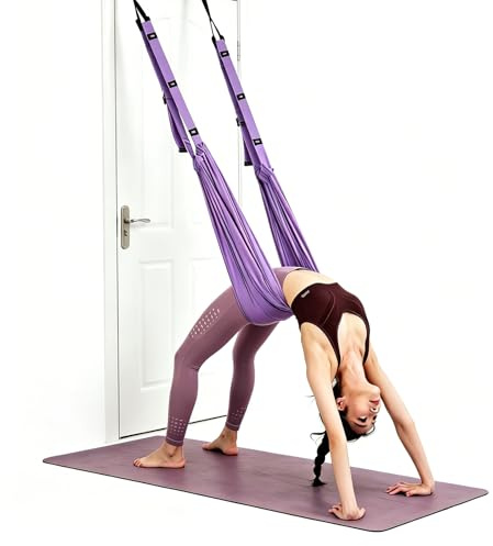 Lumavox Yoga Stretching Strap, Adjustable Aerial Yoga Swing, Back Bend Assist Trainer Leg Stretcher, Hammock Swing
