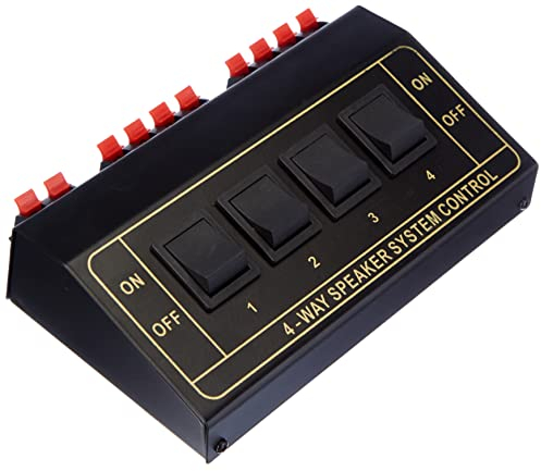 Goobay 11934 4fach Lautsprecher Umschaltbox / Umschalter für 4 Lautsprecherpaare / 8 Boxen Lautsprecher Switch / Lautsprecherkabel Federklemmen / Stereo Audio Schalter / Schwarz