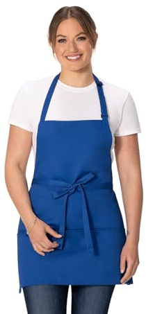 Chef Works Unisex Three Pocket Apron, Royal, One Size