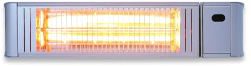 Infrarot Heizstrahler Outdoor - Terrasse Elektrisch - Decke - Fernbedienung | VASNER Infrarot Heizstrahler Terrasse - Decken- & Wandmontage hängend - elektrisch 2000 Watt - 6 Heizstufen - Silber IP65