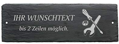 Türschild WERKZEUG - mit Wunschtext - aus Schiefer - 22 x 8 cm