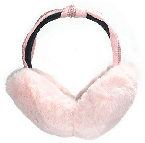 ZLYC Winter Ohrenschützer Ohrenwärmer Outdoor Faux fur Earmuffs für Damen Kinder,Bowknot Rosa,Einheitsgröße