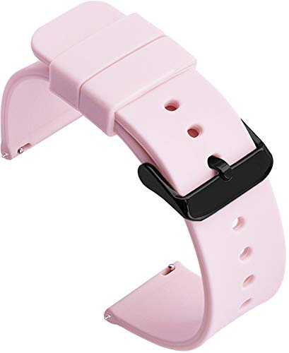 Shieranlee Silicone 16MM Silikon Uhrenarmband mit Edelstahl Silberne Schnalle für Fossil Q Accomplice,Carlie, Harper, Neely; Moto 360 2nd Gen Women's 42mm,Huawei B5