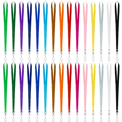 Fumanduo 30 Stück Bunte Schlüsselbänder Lang Lanyard Nylon Schlüsselband mit Karabinerhaken Mehrfarbige Umhängebänder mit Clip Abzeichen Lanyards für Ausweise Kinder EC Kartenhüllen