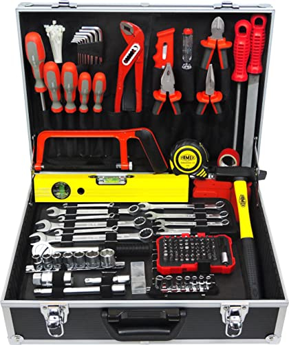FAMEX 755-58 Alu Werkzeugkoffer Gefüllt 164-tlg. - Werkzeugkasten bestückt mit Werkzeug Set